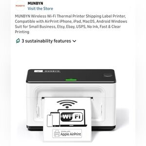 MUNBYN Wireless Wi-Fi Thermal Printer Shipping Label Printer - NEW IN BOX!